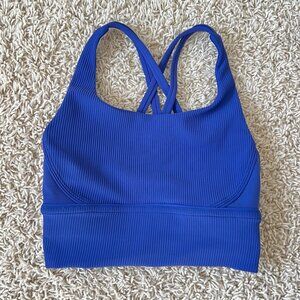 Lululemon Energy Bra Long Line Ribbed Regatta Blue Sz 2